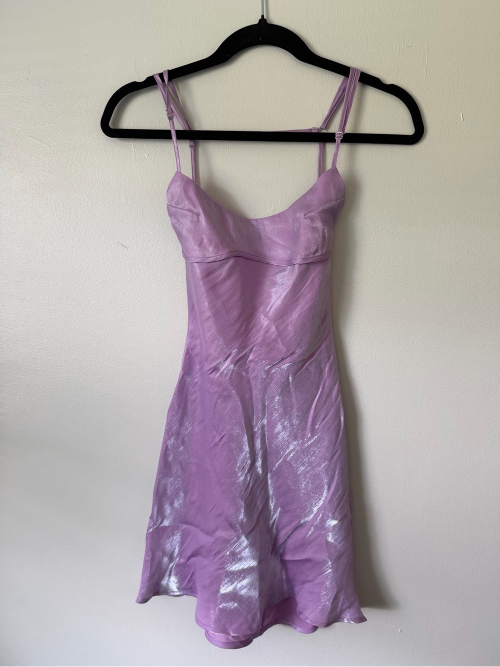 Princess Polly Shimmer Lilac Satin Slip Mini Dress
